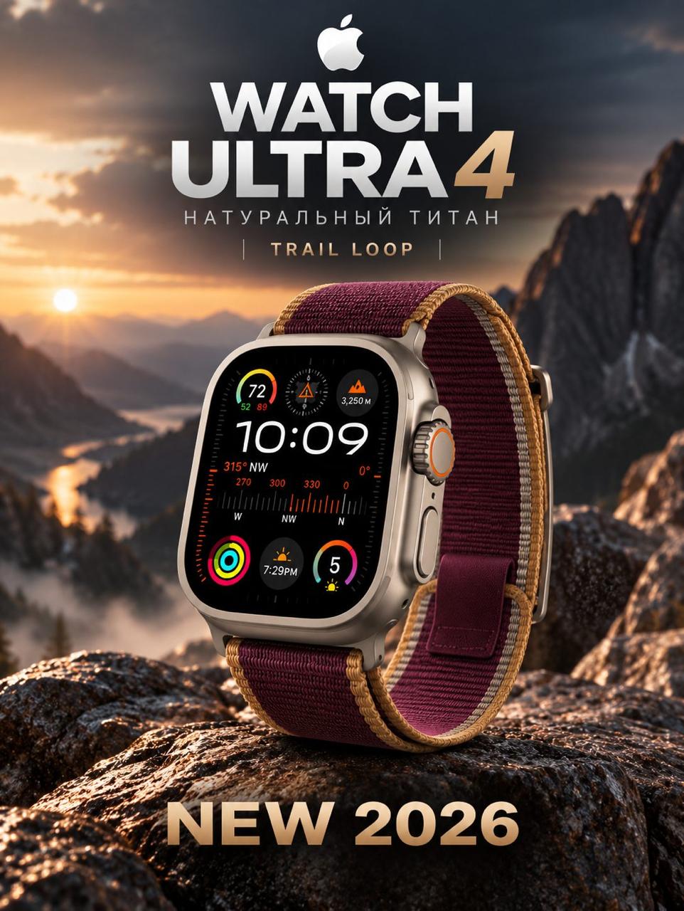 Смарт-часы Apple Watch Ultra 4, Natural Titanium, 49mm, Trial Loop
