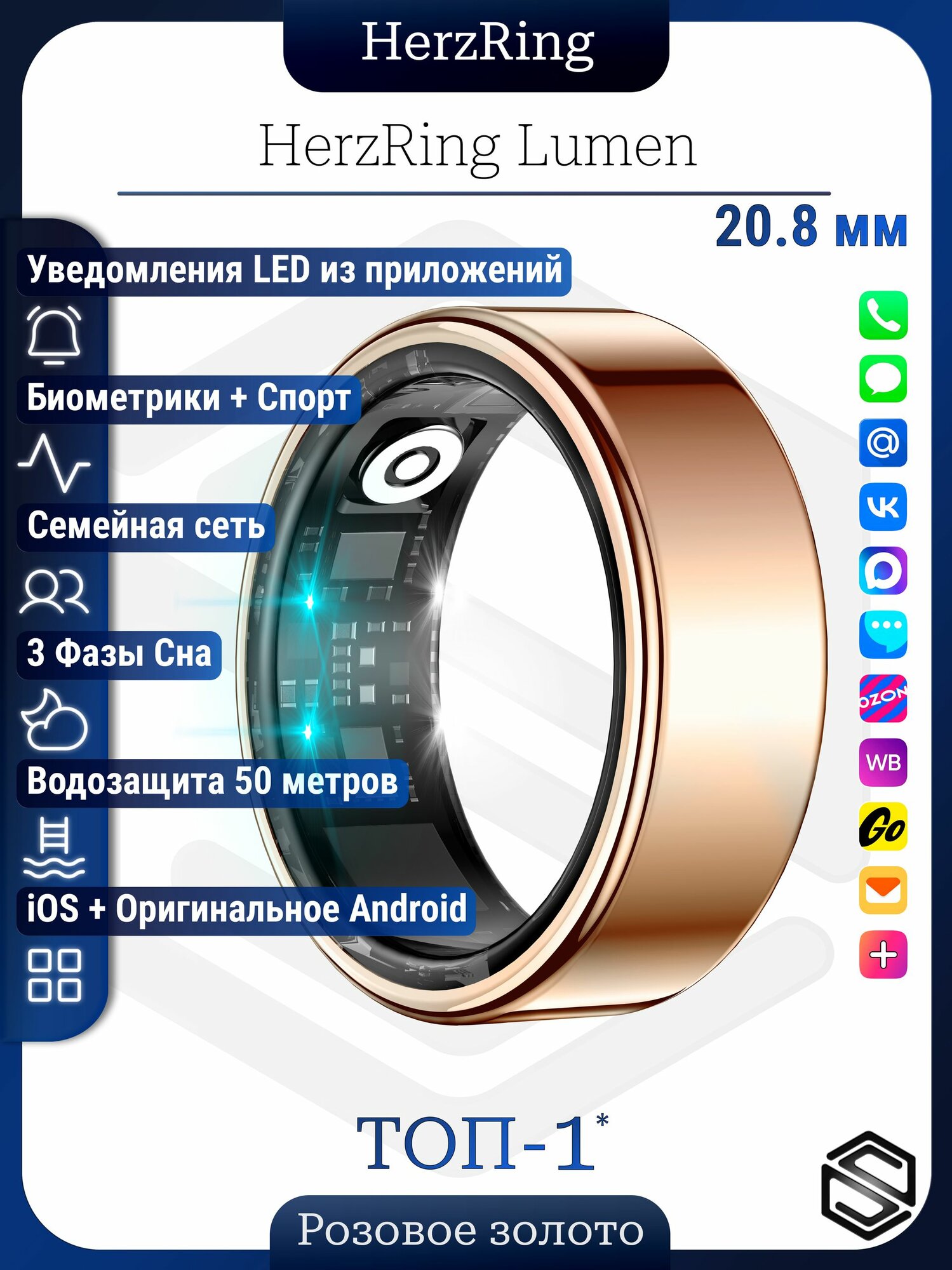 Умное кольцо с Уведомлениями Lumen RW