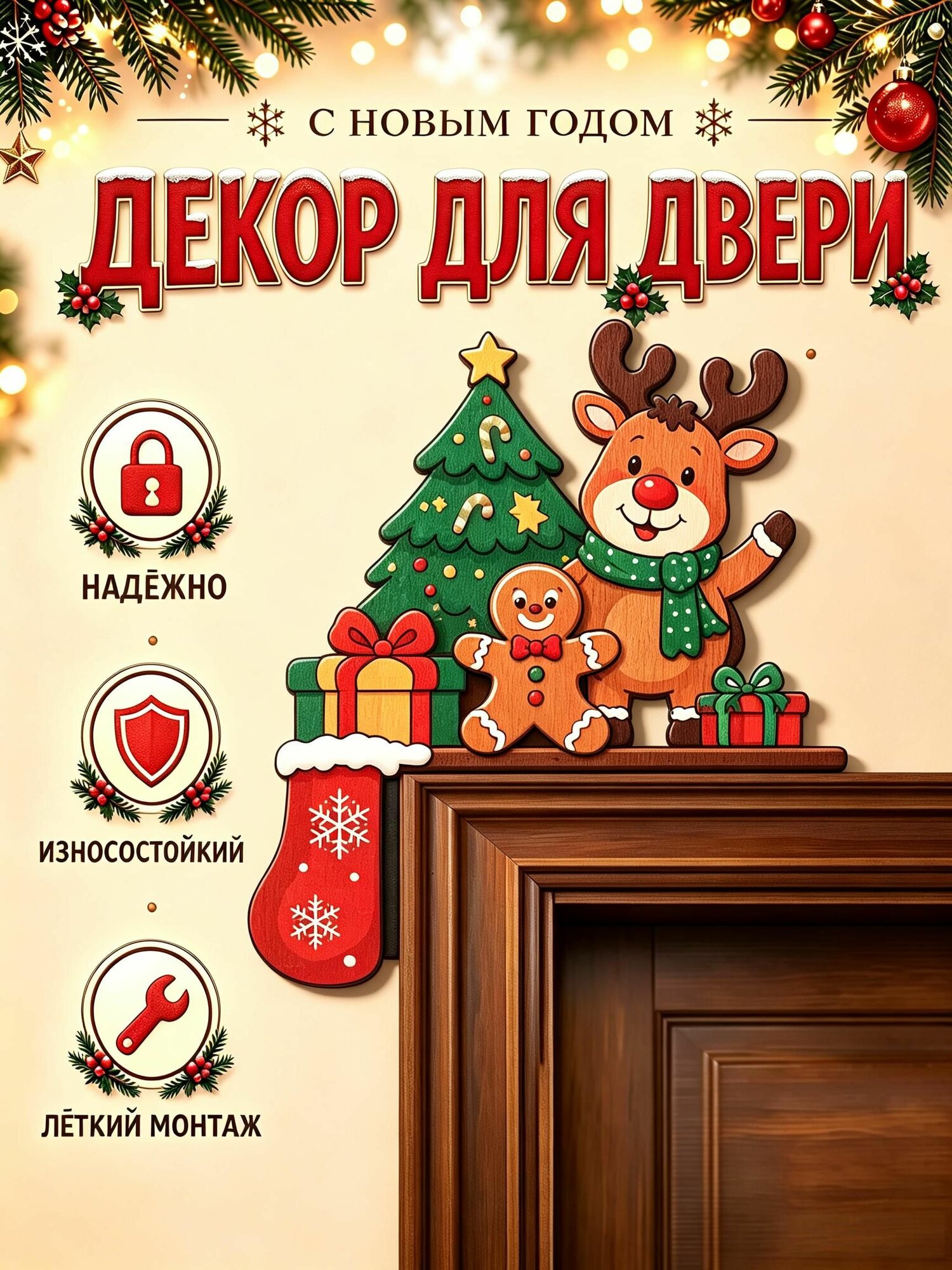 Украшение на праздник новогоднее 1 шт зеленый