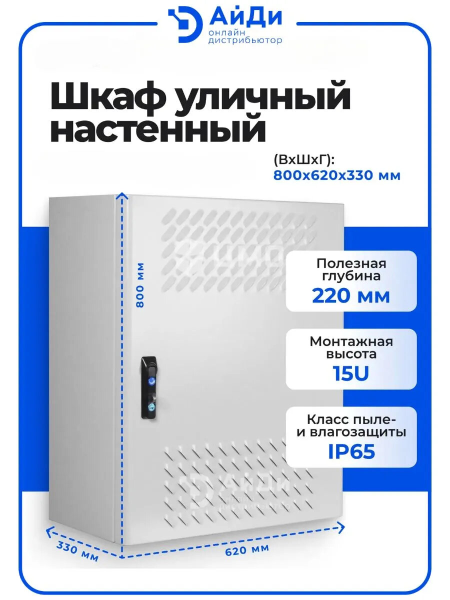 Шкаф уличный всепогодный настенный ЦМО ШТВ-Н, IP65, 15U, цвет: серый