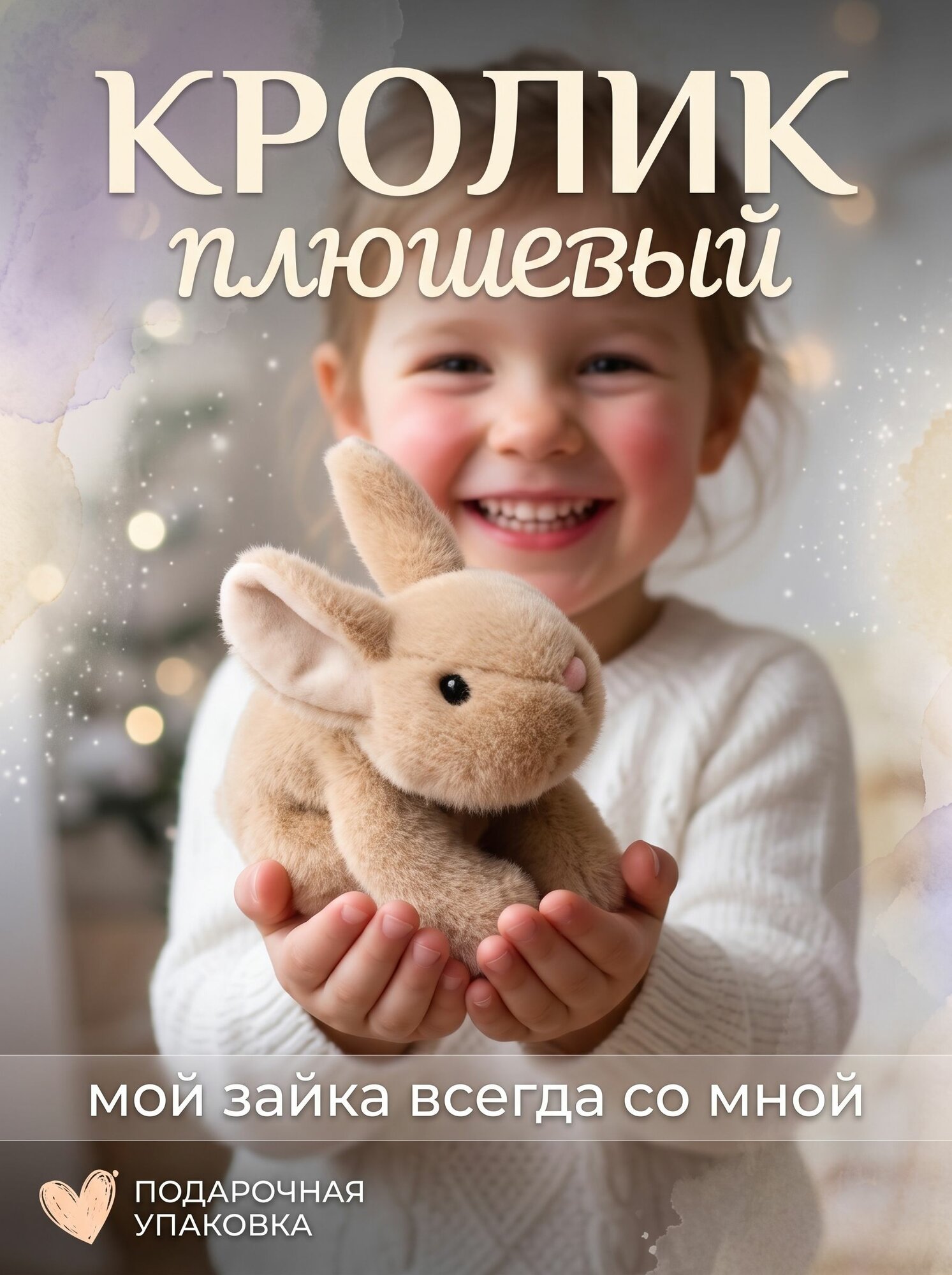 Мягкая игрушка антистресс Заяц плюшевый для мелкой моторики, бежевый, 18 см