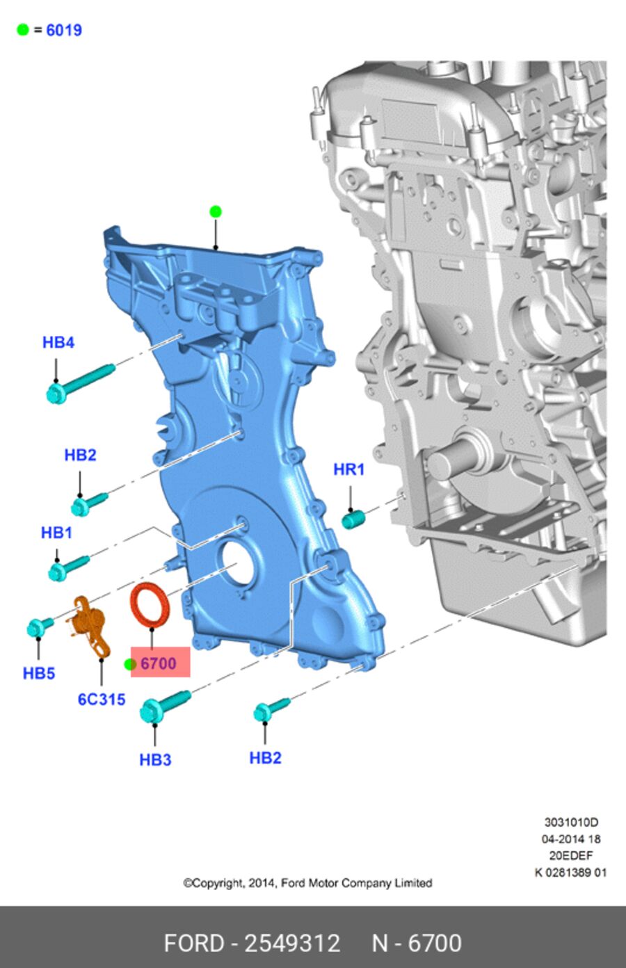 Ford europe, сальник коленвала fr duratec he (FORD 2549312)