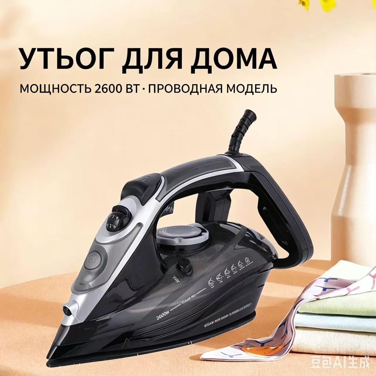 Утюг для одежды с отпаривателем для дома с функцией вертикальной глажки, паровой утюг отпариватель MONTERI SafeSmooth L4, мощный - 3200 Вт, с антипригарным покрытием и автоматическим отключением