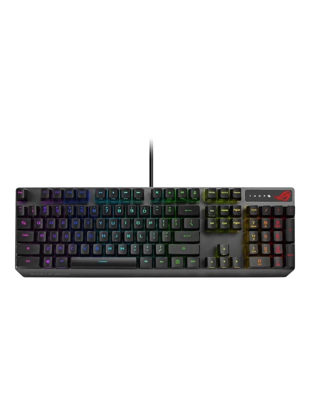 ASUS Игровая клавиатура проводная ROG Strix Scope RX, (ROG RX Blue), Английская раскладка, черный, темно-серый