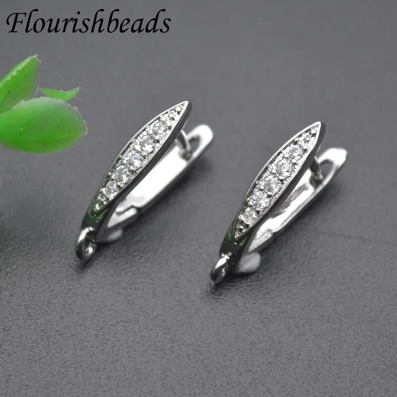 Серьги клипсы с цирконом, Rhodium color, Flourishbeads