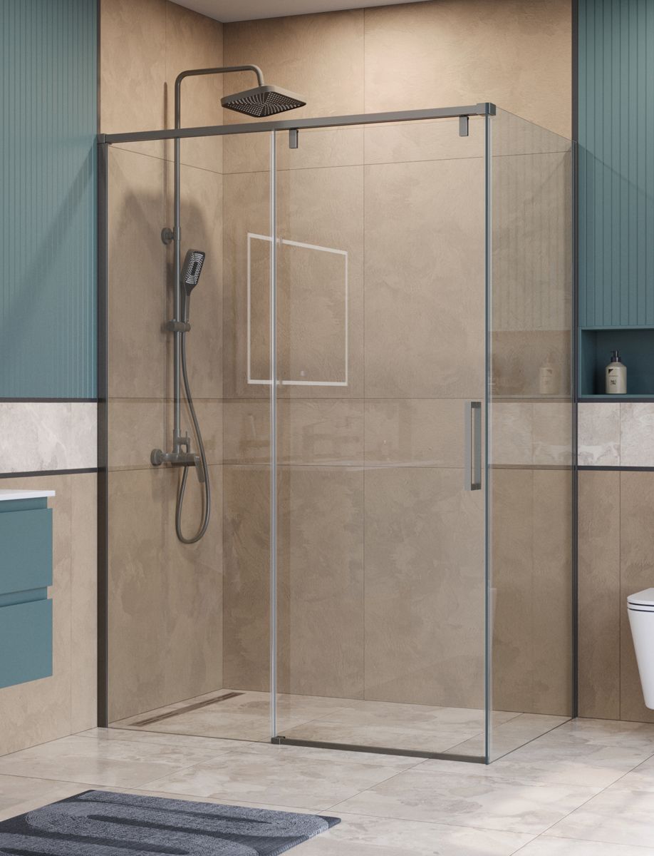 Душевой уголок BelBagno Soft Close-1 SOFT_CLOSE-1-AH-1-160/90-C-GM 160x90 профиль оружейная сталь стекло прозрачное