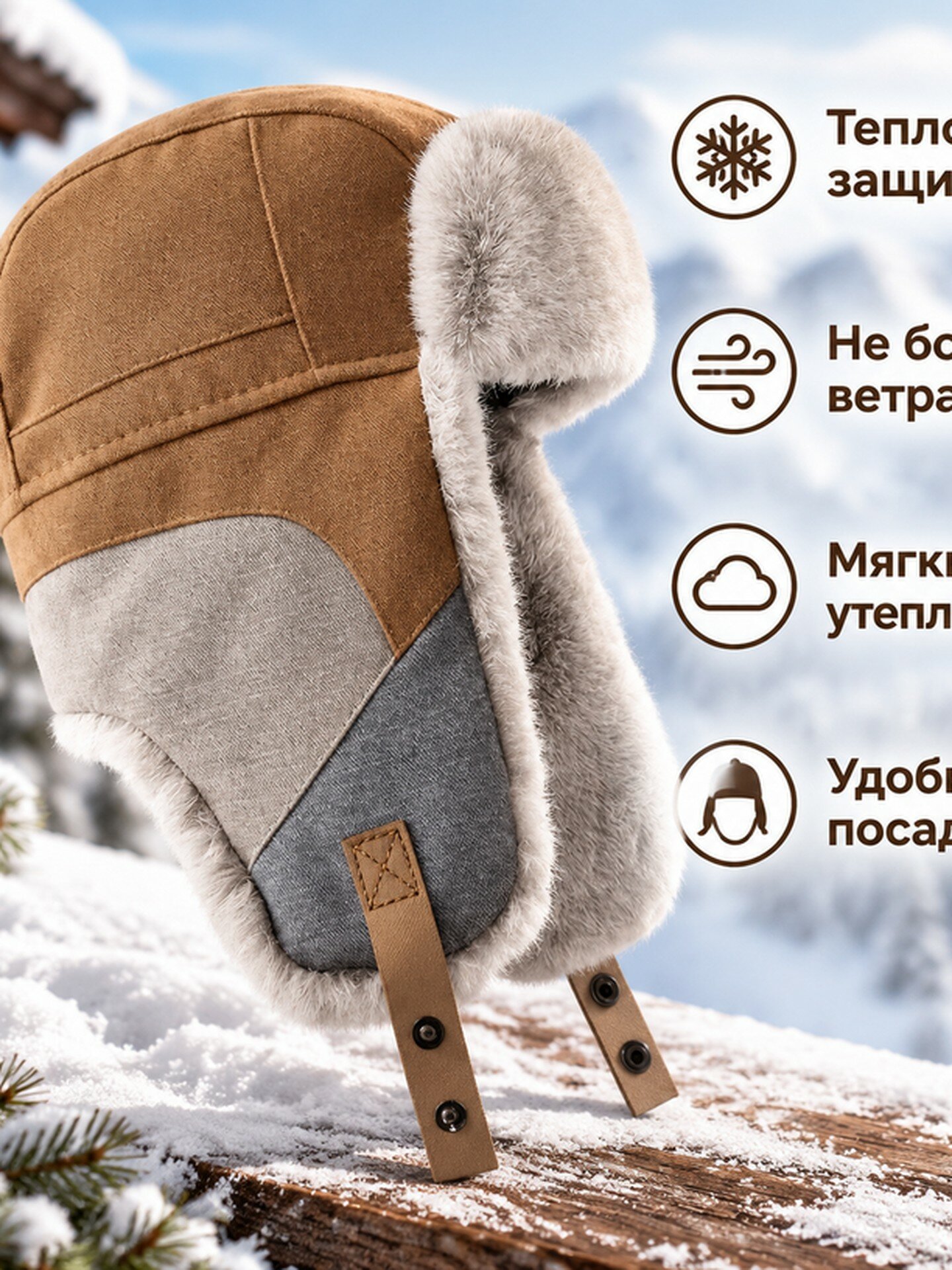 Шапка-ушанка для мужчин