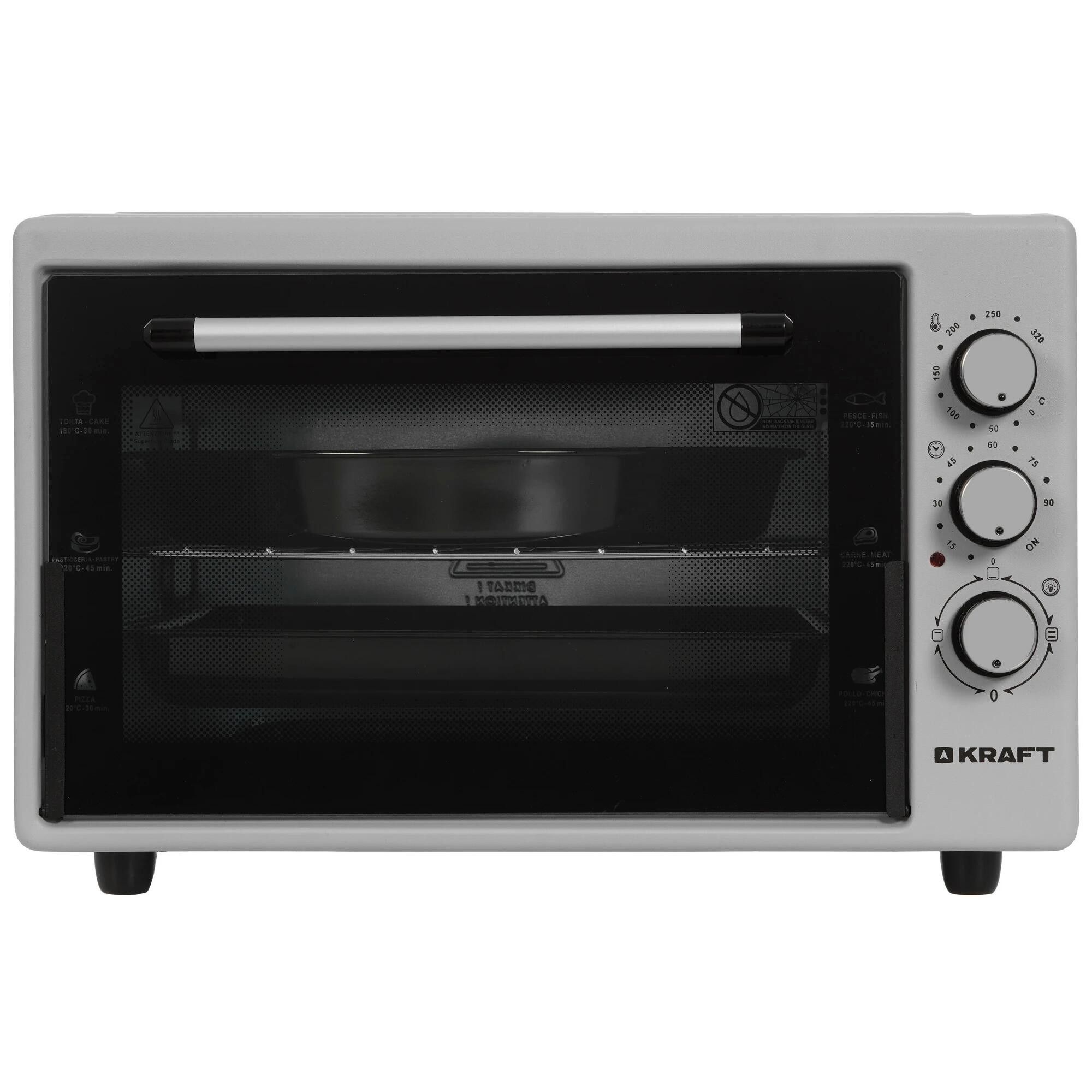Мини печь электрическая духовка KRAFT KF-MO3801GR настольная, 38л, 1500 Вт