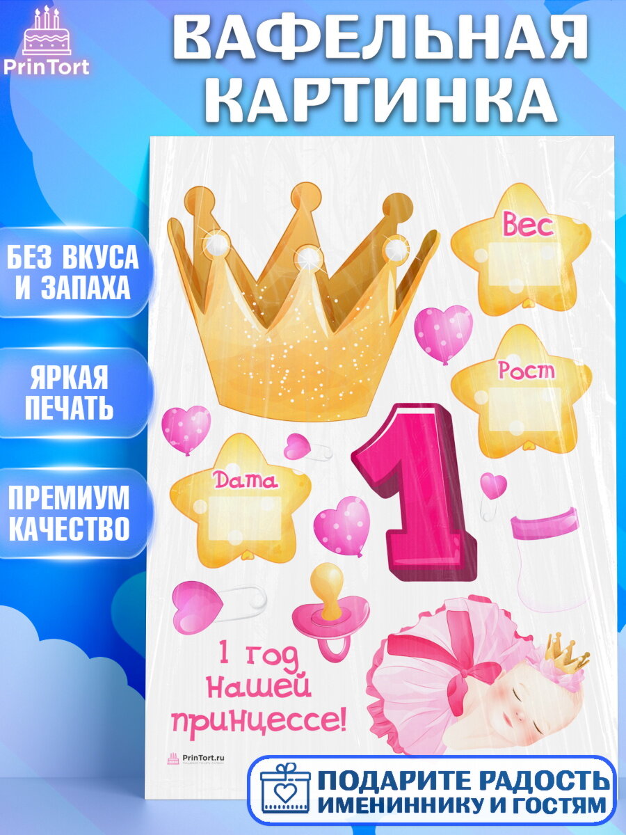 Вафельная картинка для торта Метрика. Украшения для торта девочке на Рождение ребенка. Декор для выпечки PrinTort