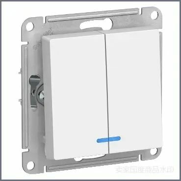 Выключатель 2-клавишный Systeme Electric (Schneider Electric) AtlasDesign, с подсветкой, белый, ATN000153, 5 шт.