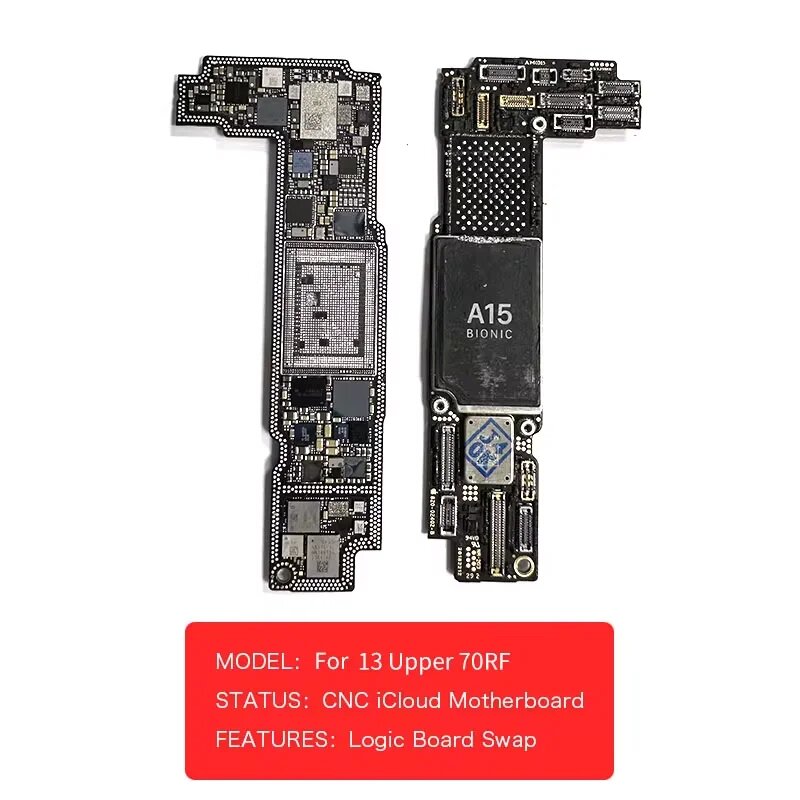 Материнская плата с ЧПУ-резкой для iPhone 13 Mini Pro MAX, логическая плата, полированный процессор, радиочастотный коммутатор, базовая полоса процессора, версия США и ЕС, без платы NAND