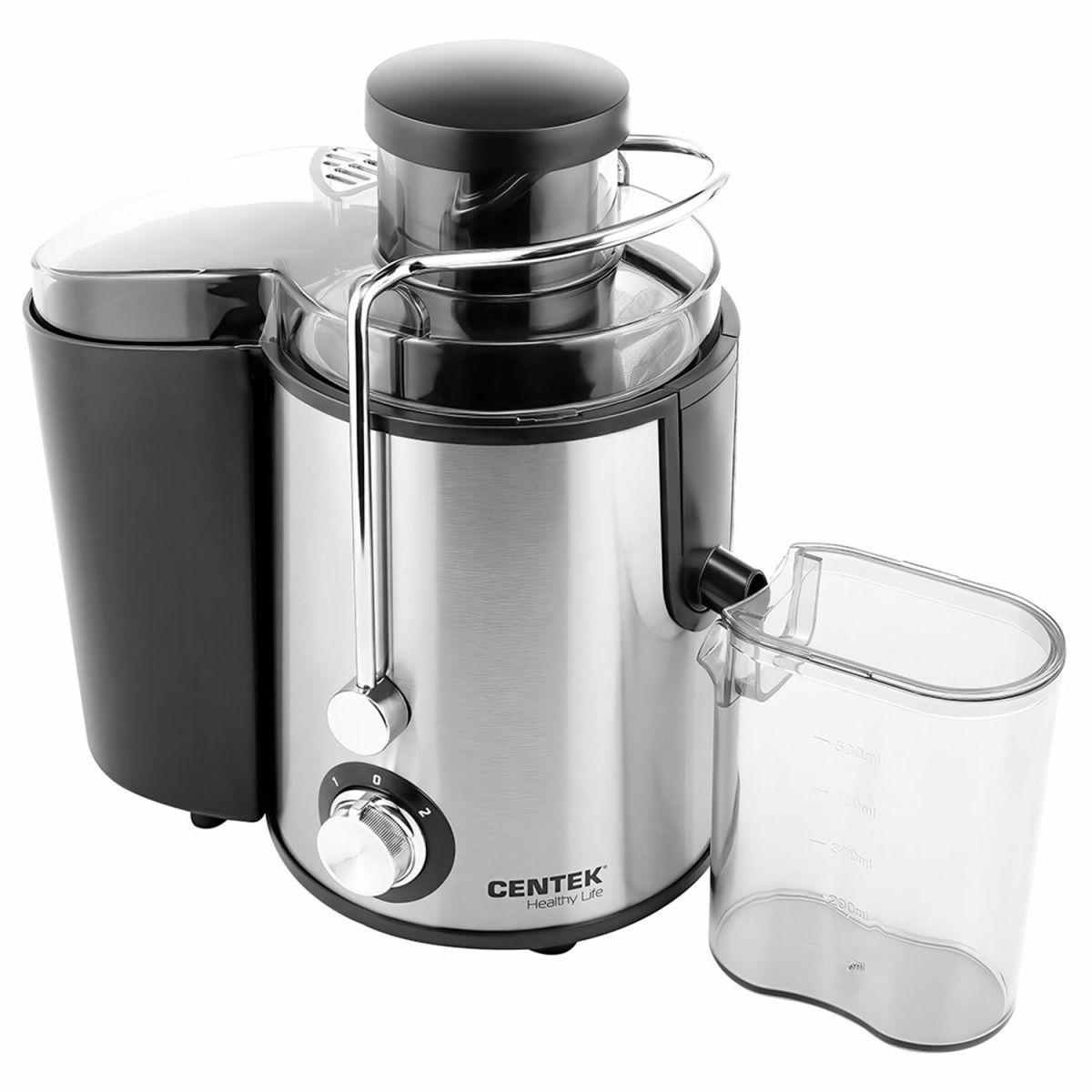 Соковыжималка электрическая CENTEK CT-1209, 600 Вт, стакан 0.5 л, емкость для жмыха 1.5 л, металл 457604-4027