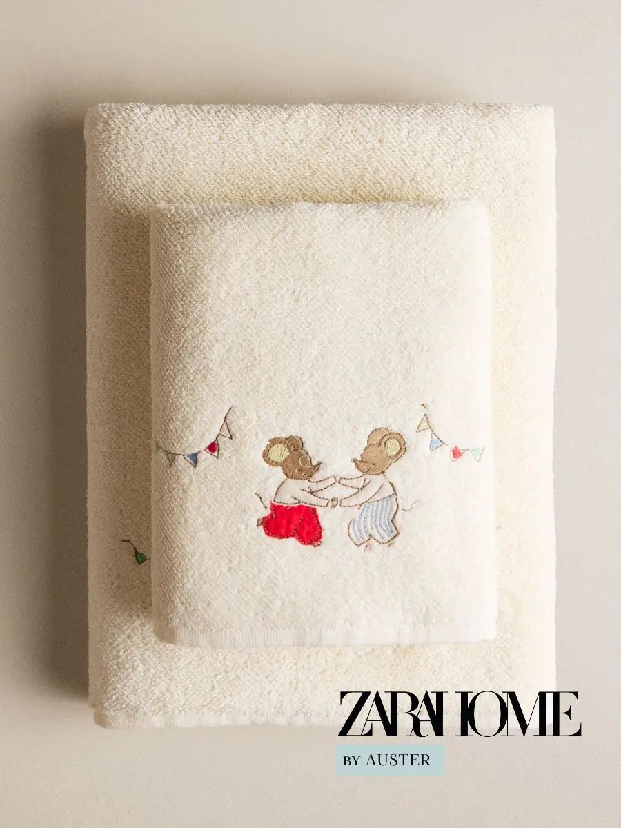 ZARA HOME Полотенце детское 70x140 см, хлопок, светло-бежевый, 1 шт