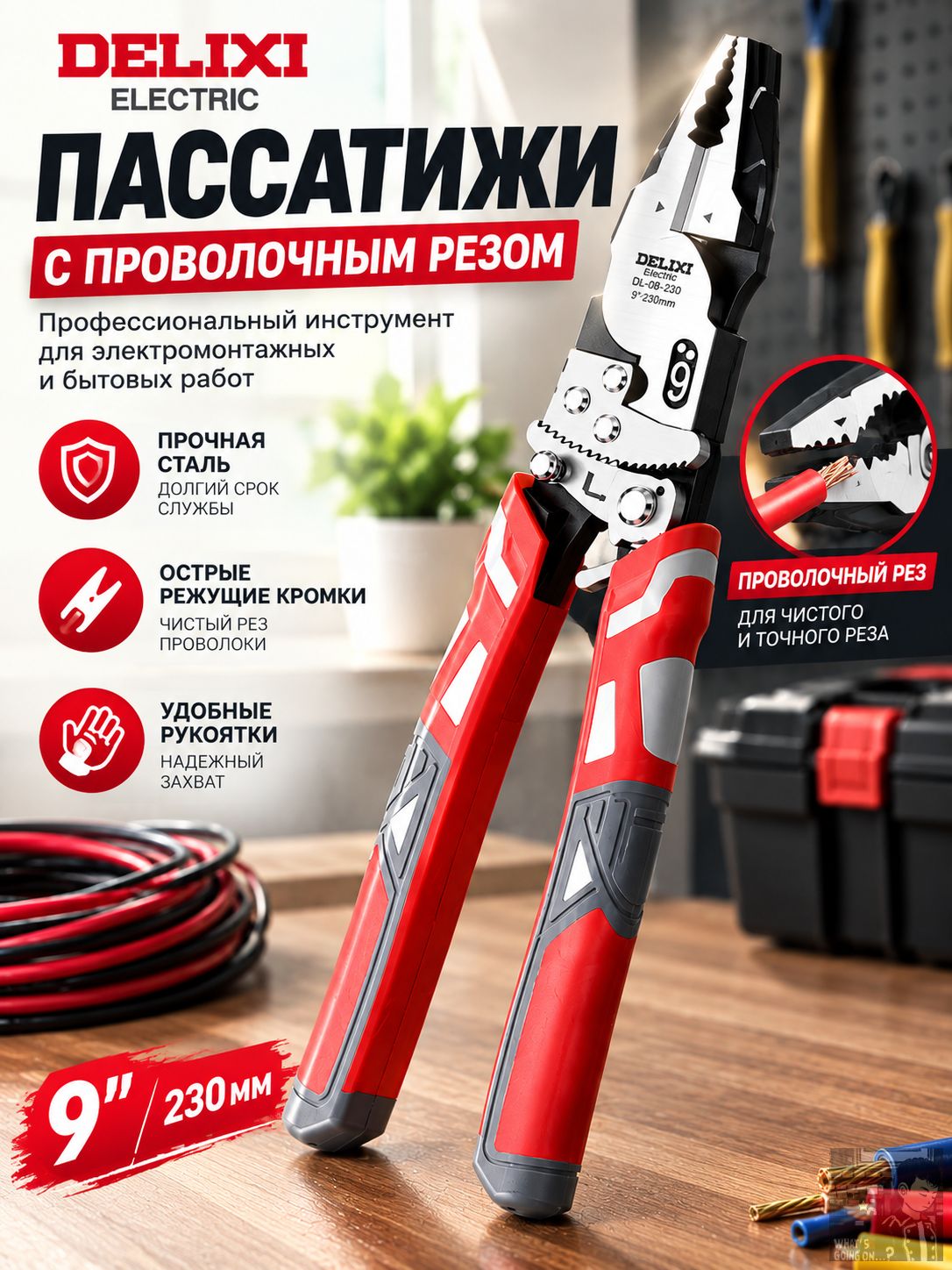Профессиональные трещоточные пассатижи DELIXI 9 дюймов 230 мм усиленные клещи для резки стальной проволоки