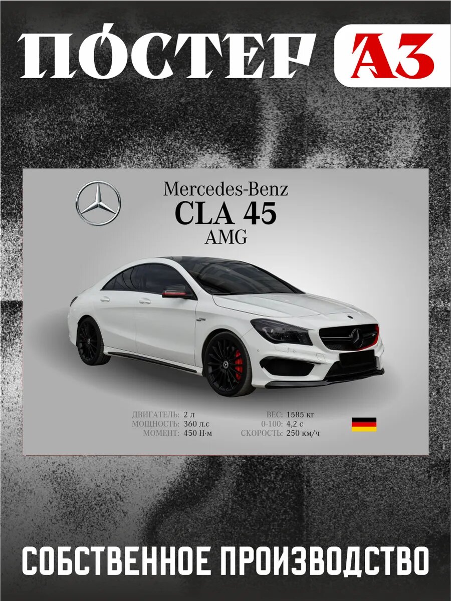 Постер на стену А3 Mercedes-Benz CLA 45 AMG мерседес