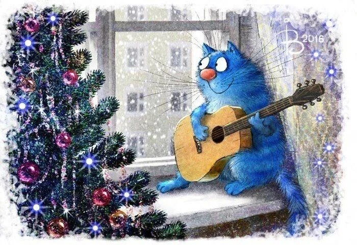 DIY Вышивка крестиком / Синие коты Рина Зенюк MozArt / экологическая хлопчатобумажная нить / 40*60 см /