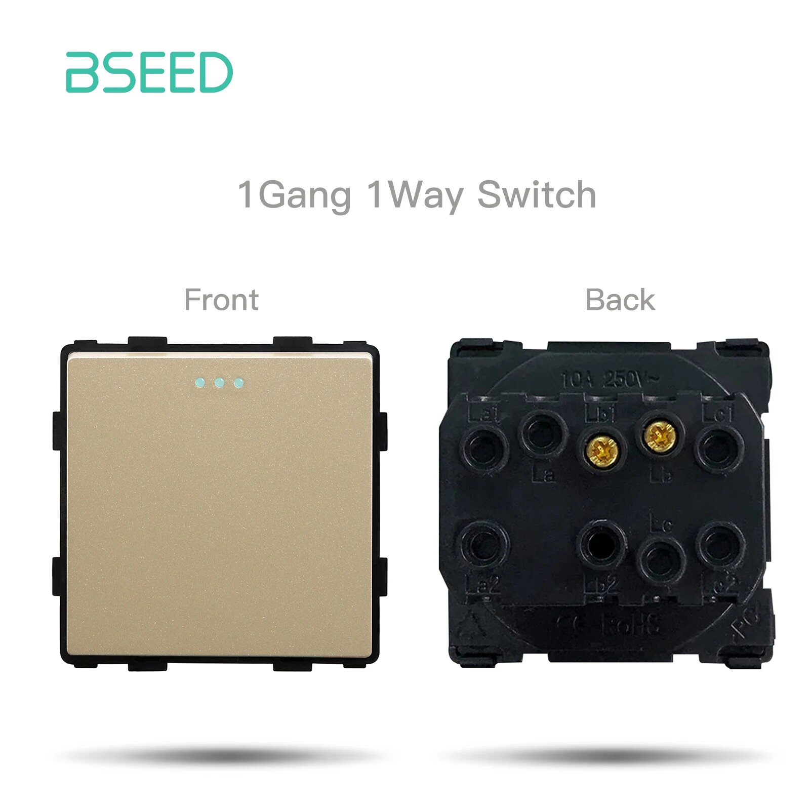 Выключатель на кнопке Bseed 1 Gang 1Way, Зеленый