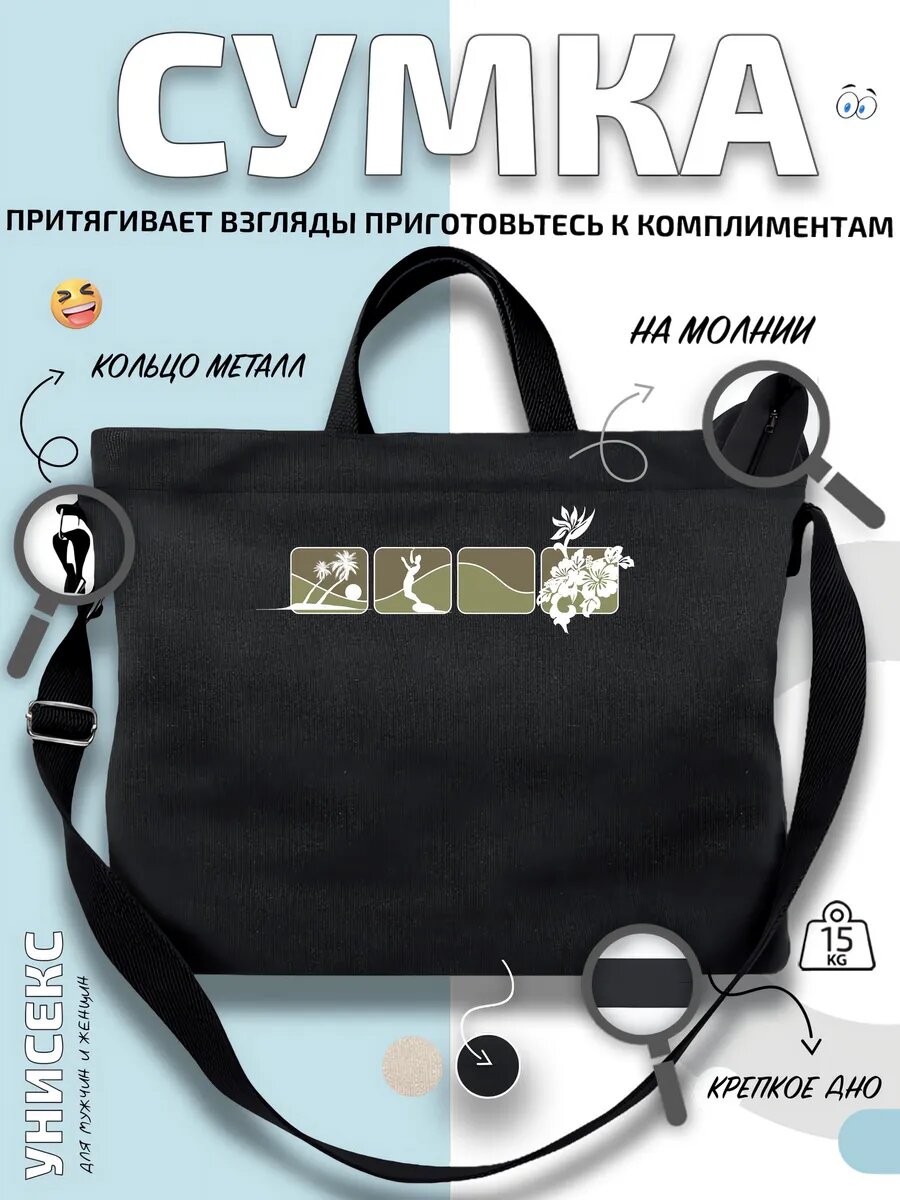 Сумка шоппер  Тропики пальмы цветы