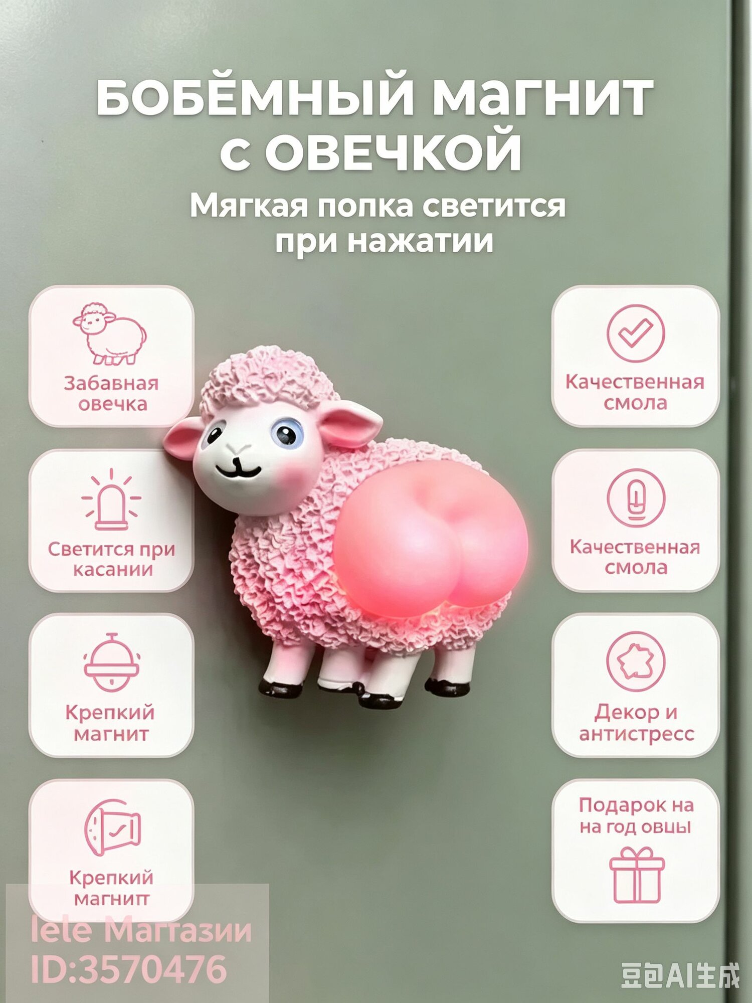 Магнит Овечка антистресс, символ года 2027