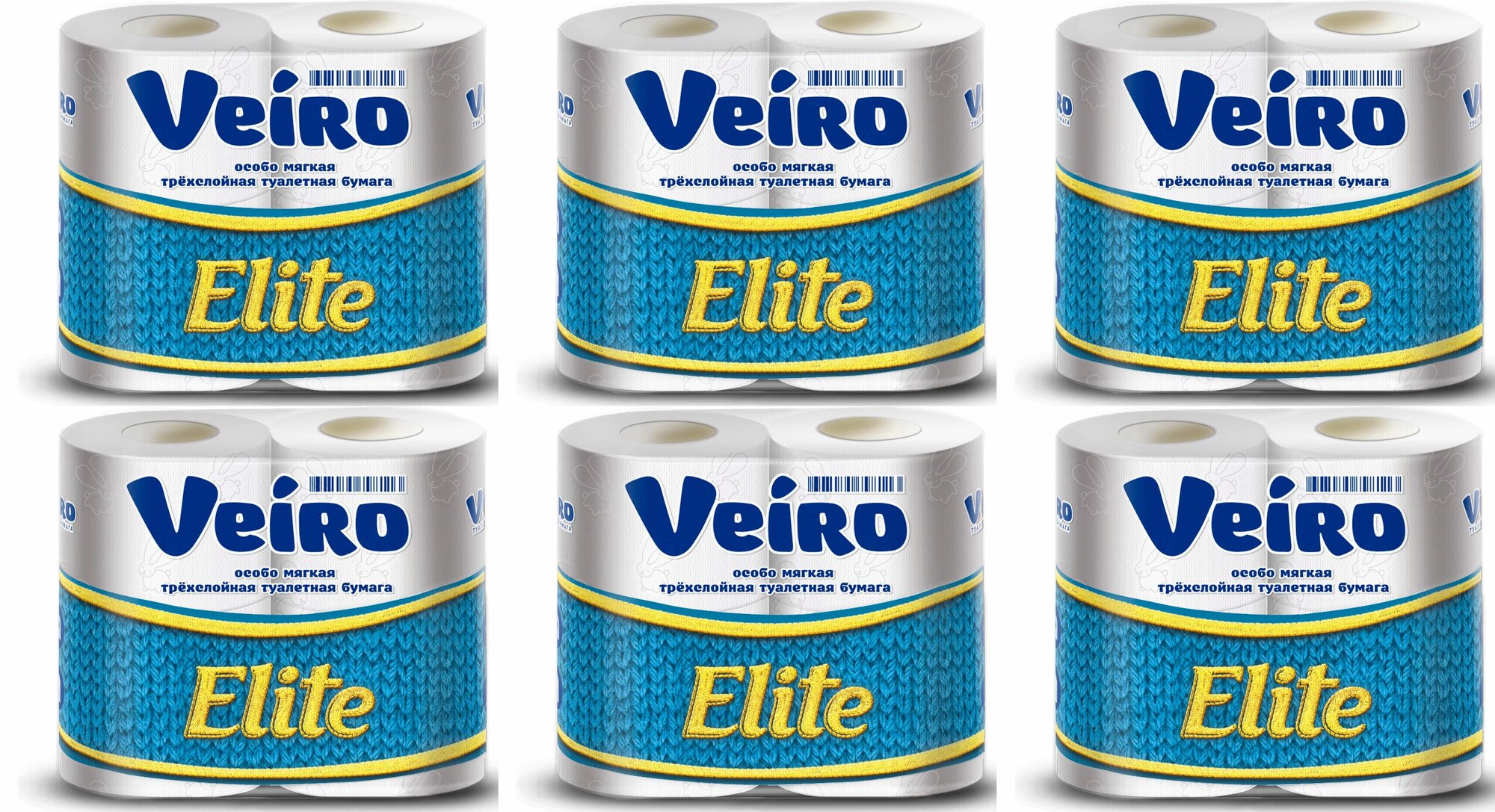 Veiro туалетная бумага Elite, 3 слоя, 4 рулона, 6 уп