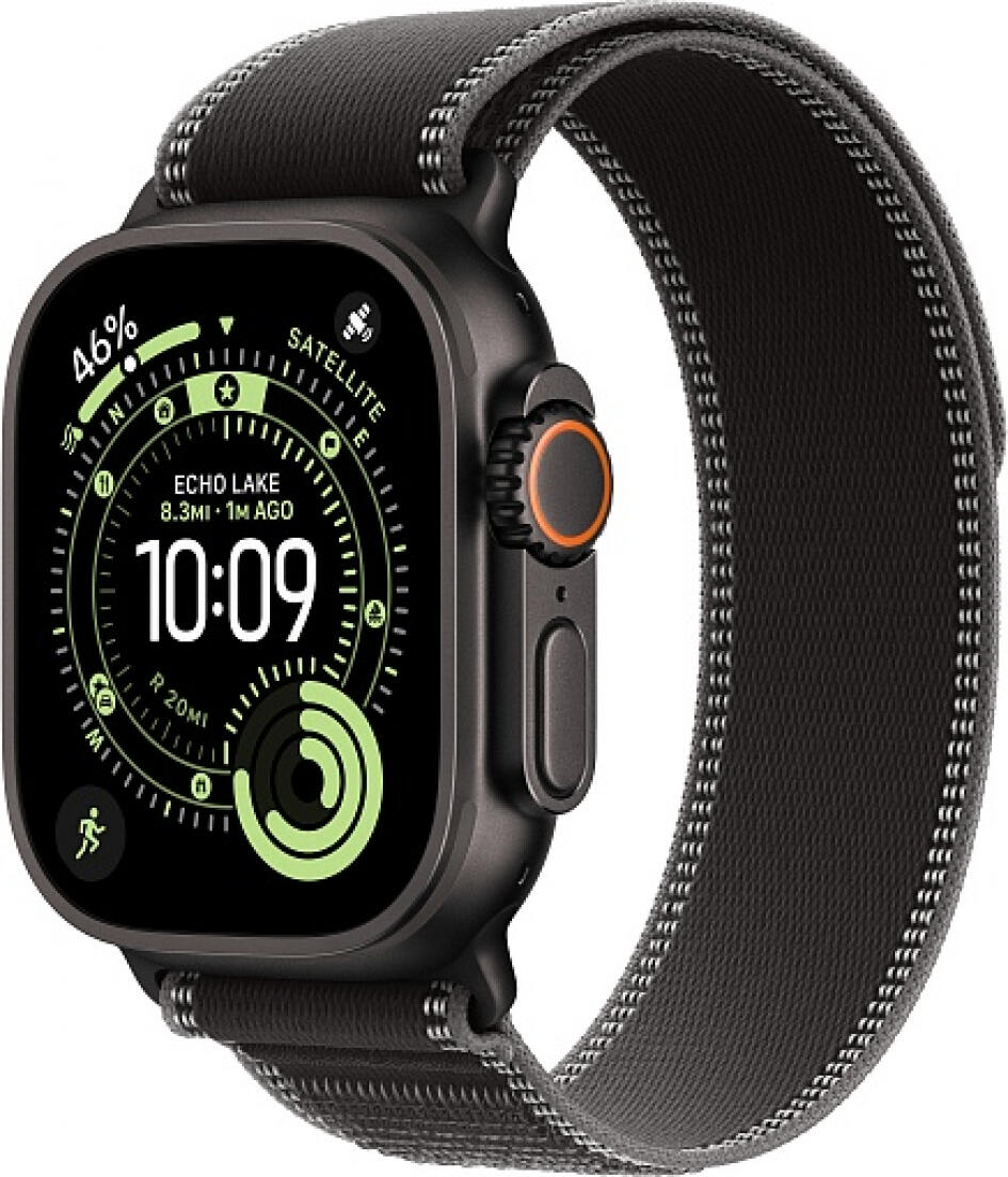 Часы Apple Watch Ultra 3 2025 49mm Black Titanium Case With Black/Charcoal Trail Loop, M/L, (Черный)