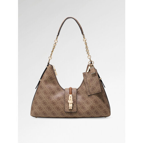 Сумка GUESS, фактура зернистая, матовая, розовый/коричневый