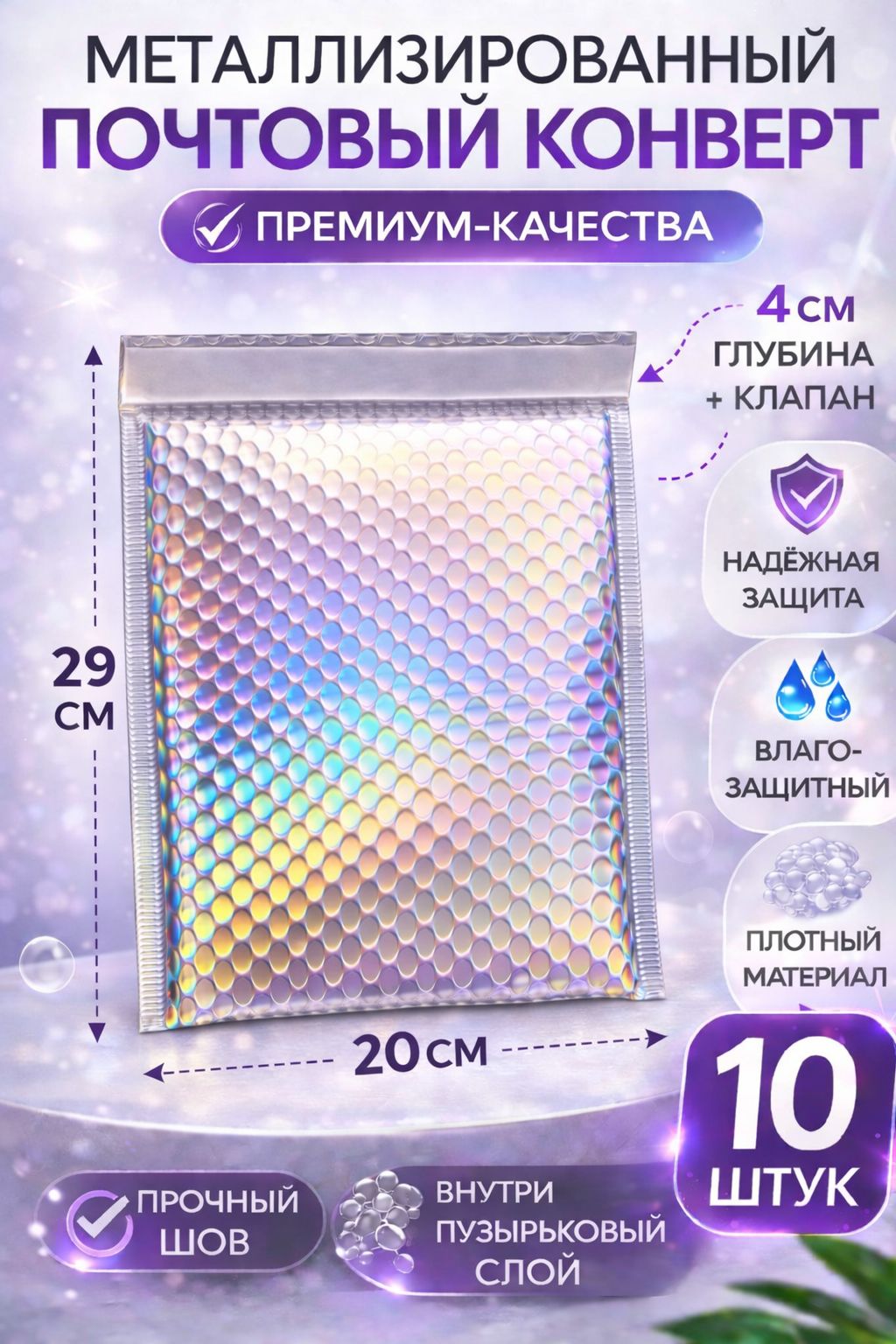 Металлизированные конверты ( фольгированные )с пузырчатой пленкой