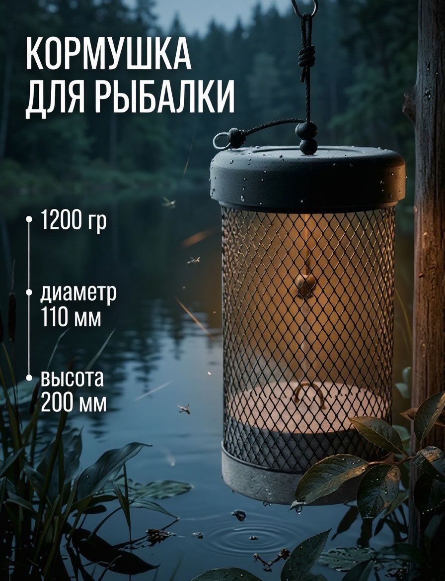 Кормушка с грузом черная для рыбалки. Кормушка рыболовная. 1200 гр. Диаметр 110 мм / высота 200 мм / 1.33 л