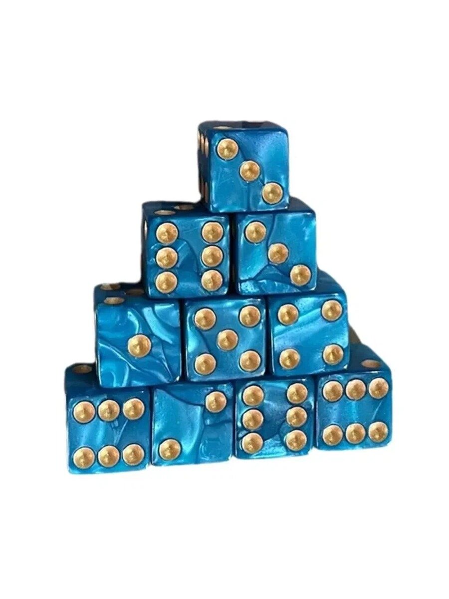Шестигранные игральные кости, 10 шт, Небесно-голубой, Цвет голубой
