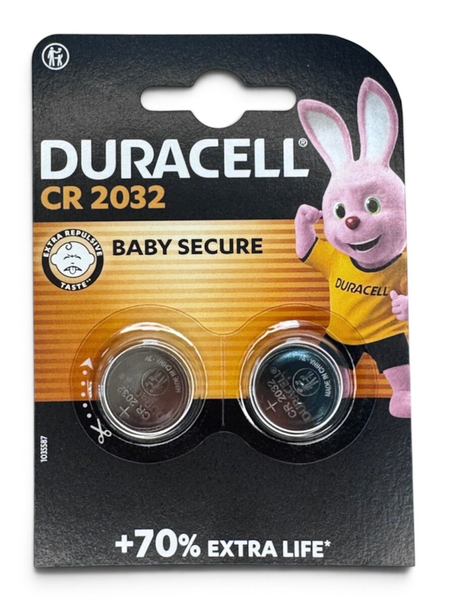Дисковая батарейка Duracell CR2032 Lithium Battery 3V BL2 , 2шт. в блистере.