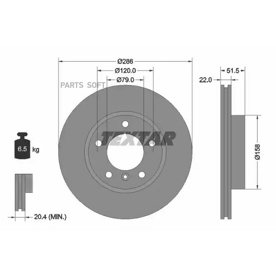 TEXTAR 92055605 92055605 диск тормозной передний!\ BMW E36/E46 1.8-2.5D M42-M52 91>