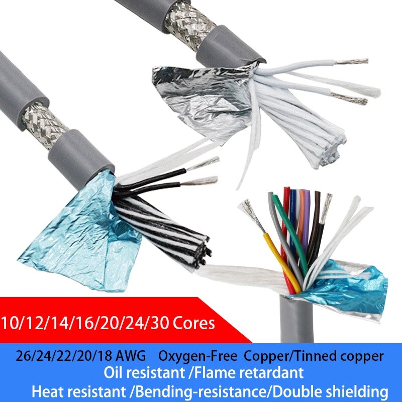 Медный кабель 24AWG, 1m, серый, 10Cores
