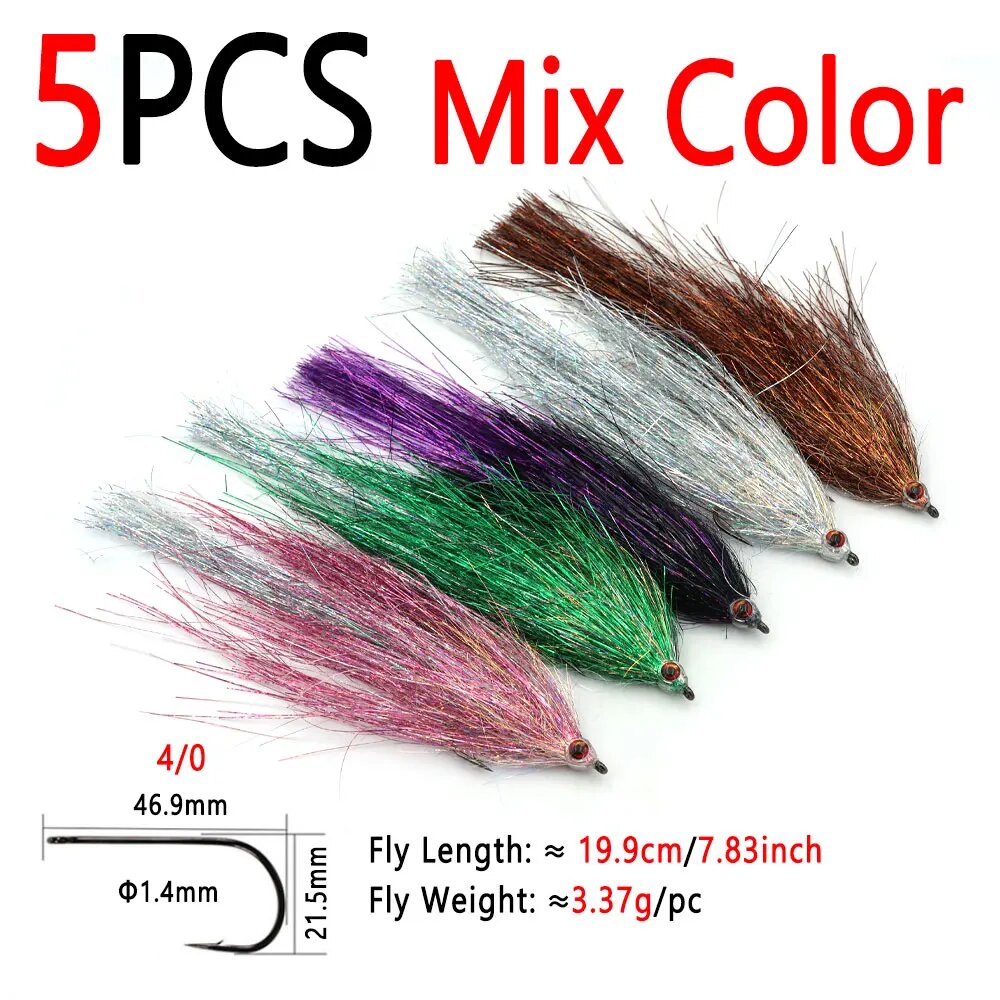 Стример-мушки Bimoo 5 шт, 19.9 см, Mix Color