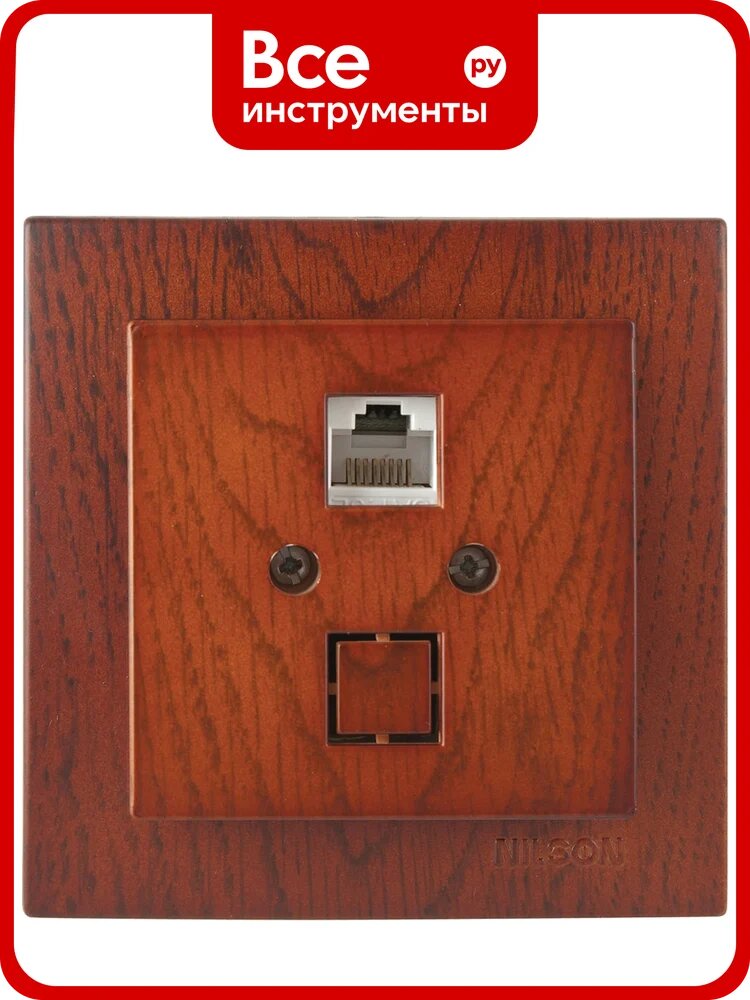 1-местная компьютерная розетка Nilson СУ RJ45 CAT5, TOURAN WOOD, черешня 24261044