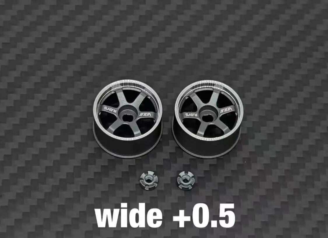 LS Studio LSD 1/28 TE37 MINIZ AWD CNC колеса золотые 2 шт WIDE 0.5 grey