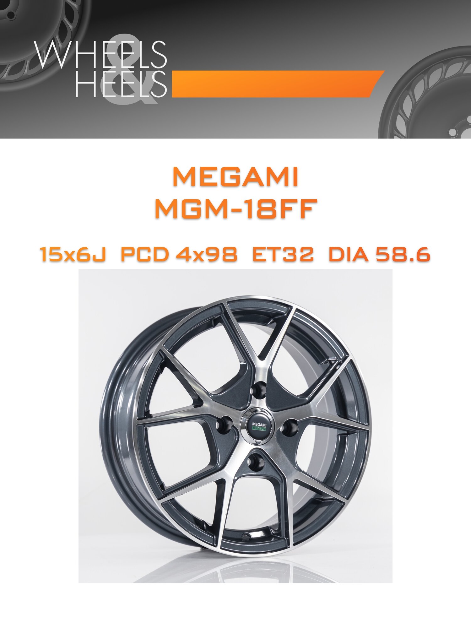 Диск автомобильный литой Megami MGM-18FF 15x6 4x98 et32 dia58.6 gmf