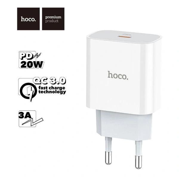 СЗУ HOCO C76A Plus Speed source 1xUSB-C, 3А, PD20W, QC3.0 (белый)