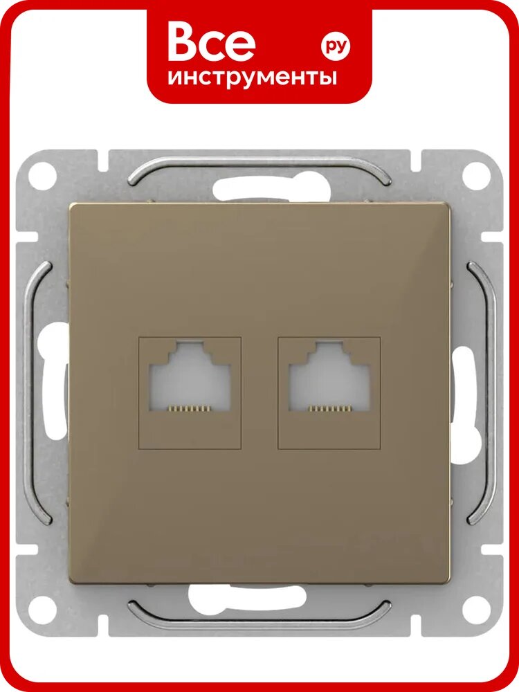 Механизм компьютерной розетки EKF Эпика RJ45 - 2шт, (cat6), шампань UP1-SOC-2RJ45-6