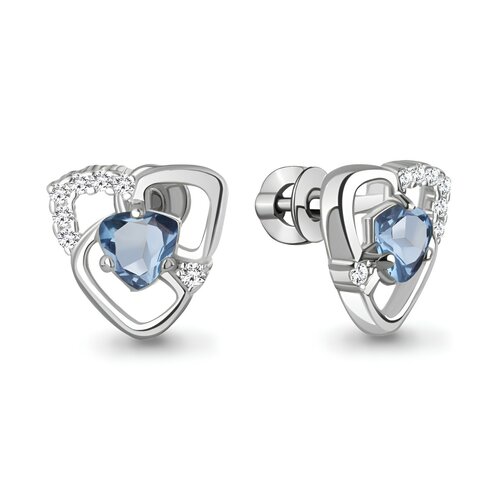 фото Серьги яхонт, серебро, 925 проба, фианит, топаз