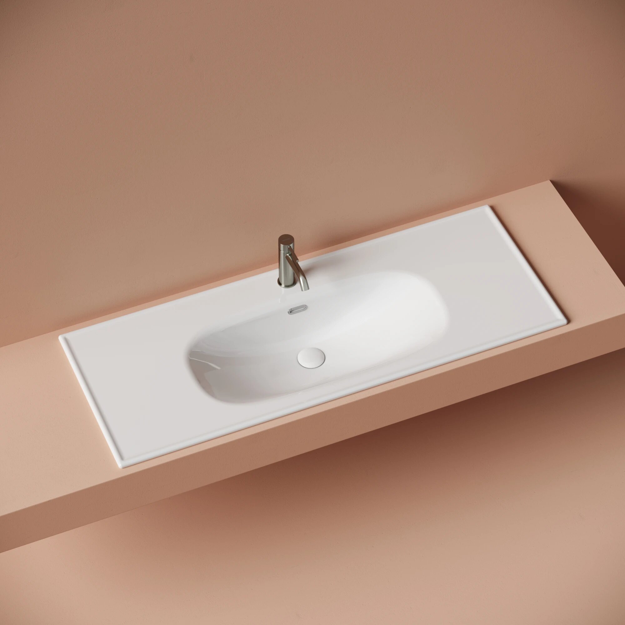 Раковина мебельная накладная Ceramicanova Сабо (Sabo) CN13004, 121×46,5 см, белый, с переливом