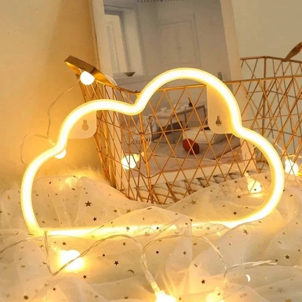 Неоновая вывеска "Облако" LED, теплый свет