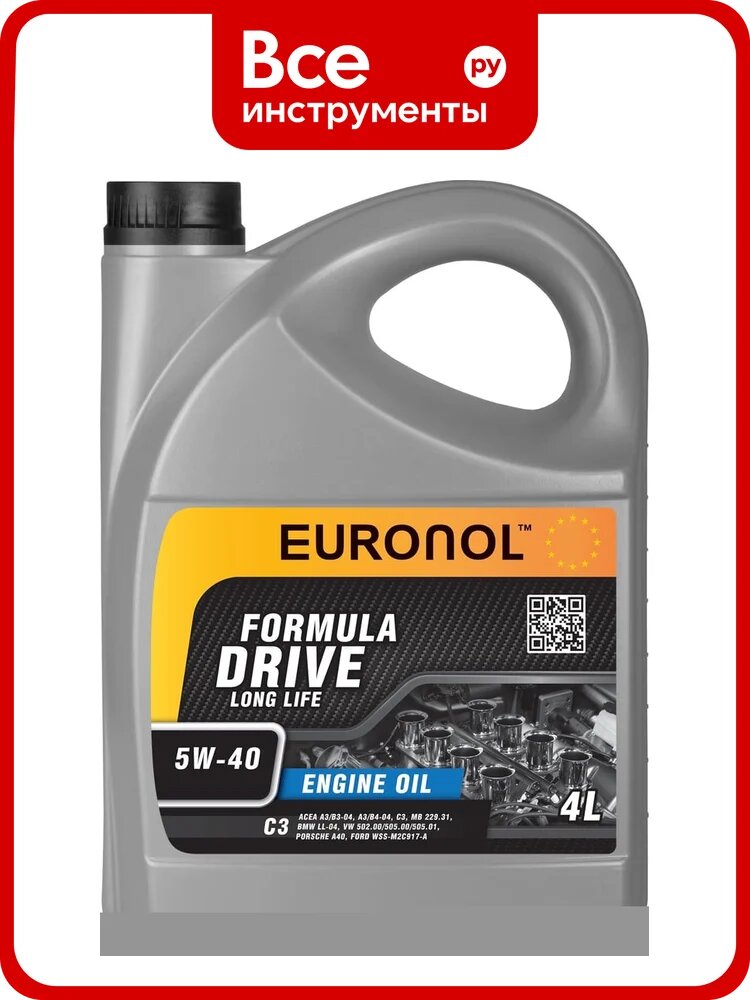 Моторное масло EURONOL DRIVE FORMULA LL 5w-40, С3, 4 л 80003