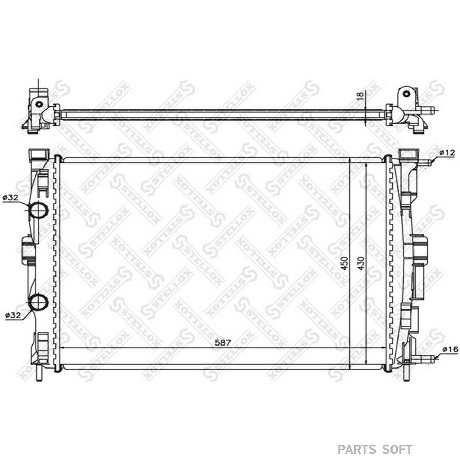 STELLOX 1026173SX 10-26173-SX радиатор системы охлаждения!\ Renault Megane/Scenic 1.4/1.6 99>