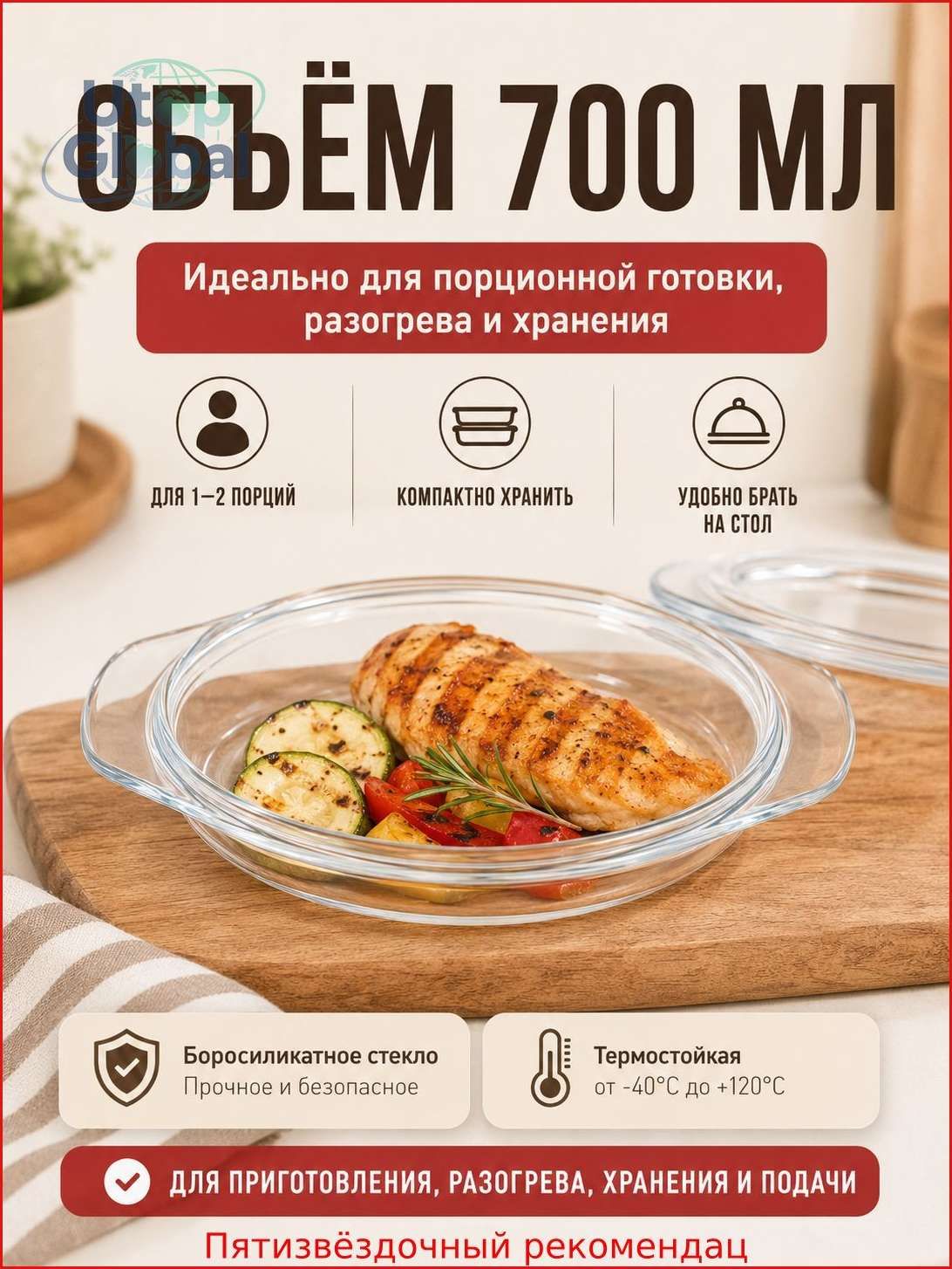 Крышка для СВЧ 15.5 см стекло