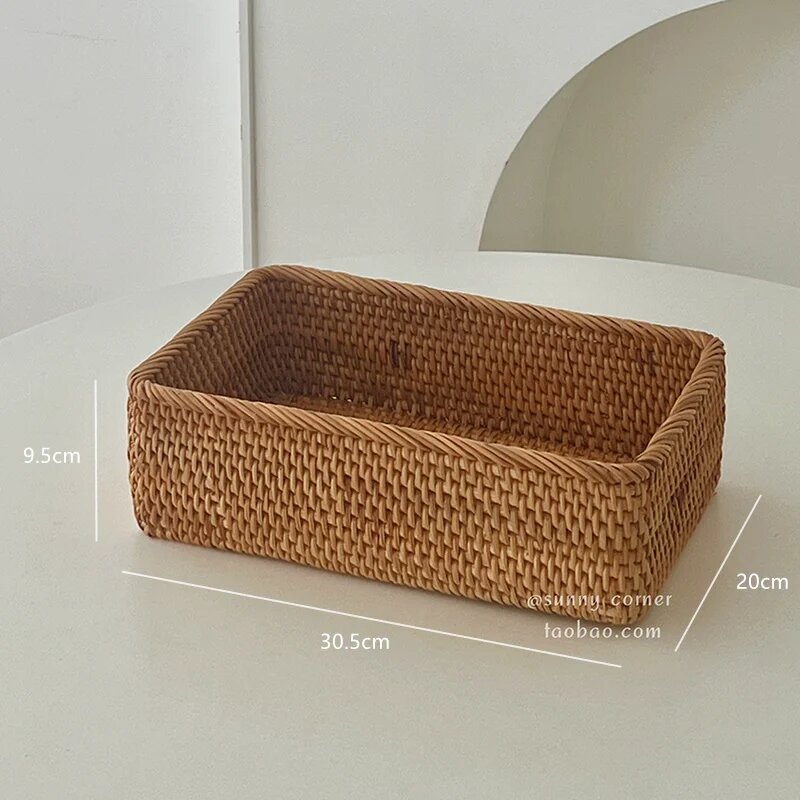 Большая корзина из ротанга для организации рабочего стола, хранение косметики и аксессуаров