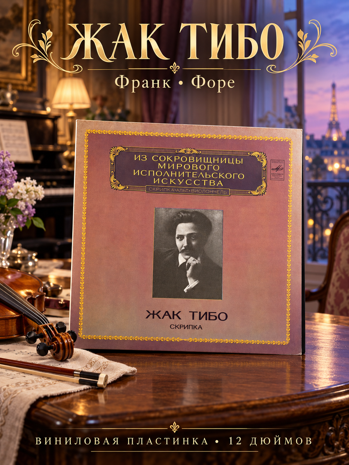 LP Жак Тибо - Скрипка. Из Сокровищницы Мирового Исполнительского Искусства. Виниловая пластинка 12 дюймов. Мелодия СССР 1983 год.
