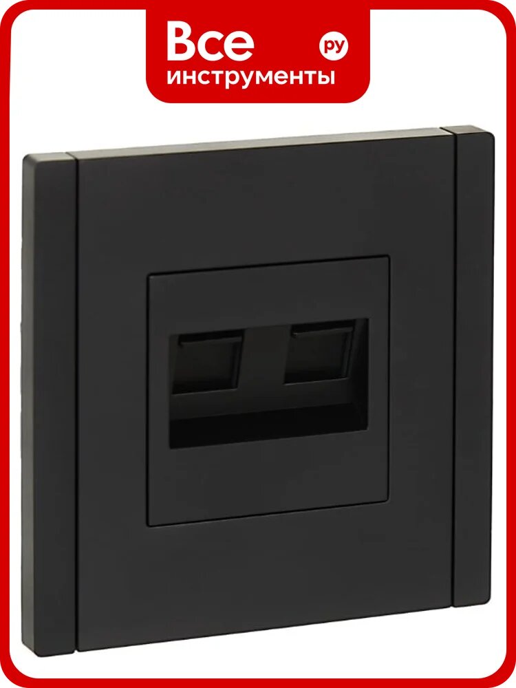 Двойная розетка RJ11+RJ45 IEK FORTEPIANO категория 5E FP135 черный FP-KT20-O-1-K02