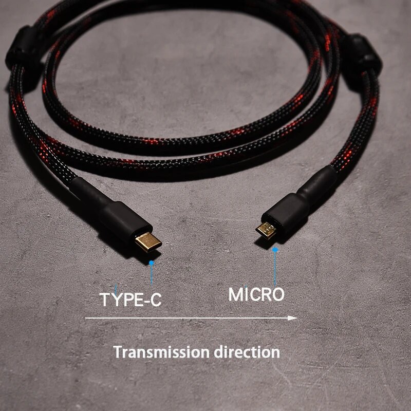 Hifi USB кабель Type C to micro mini B 1 м RED black