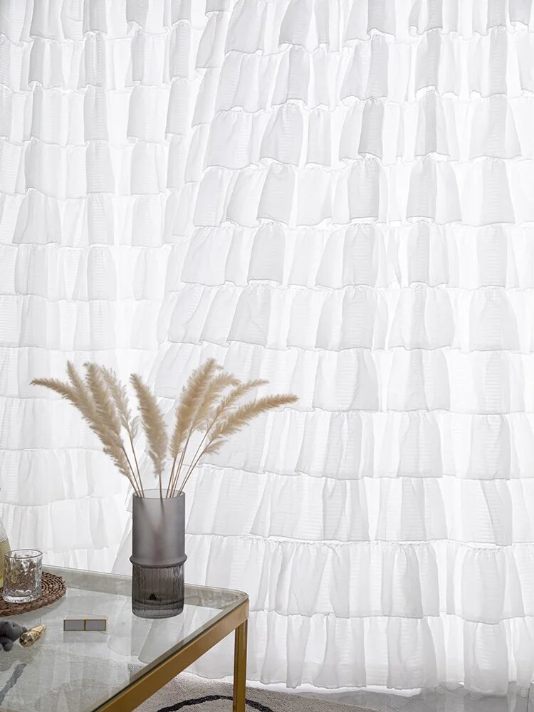 Белые кружевные шторы для девочки 8. Pull Pleated Tape, 1pc W200 H270 cm, as picture