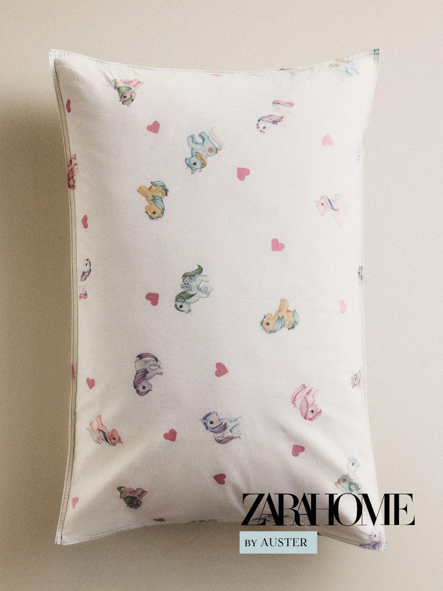 ZARA HOME Наволочка 50x75 см 1 шт хлопок, слоновая кость, светло-розовый детский